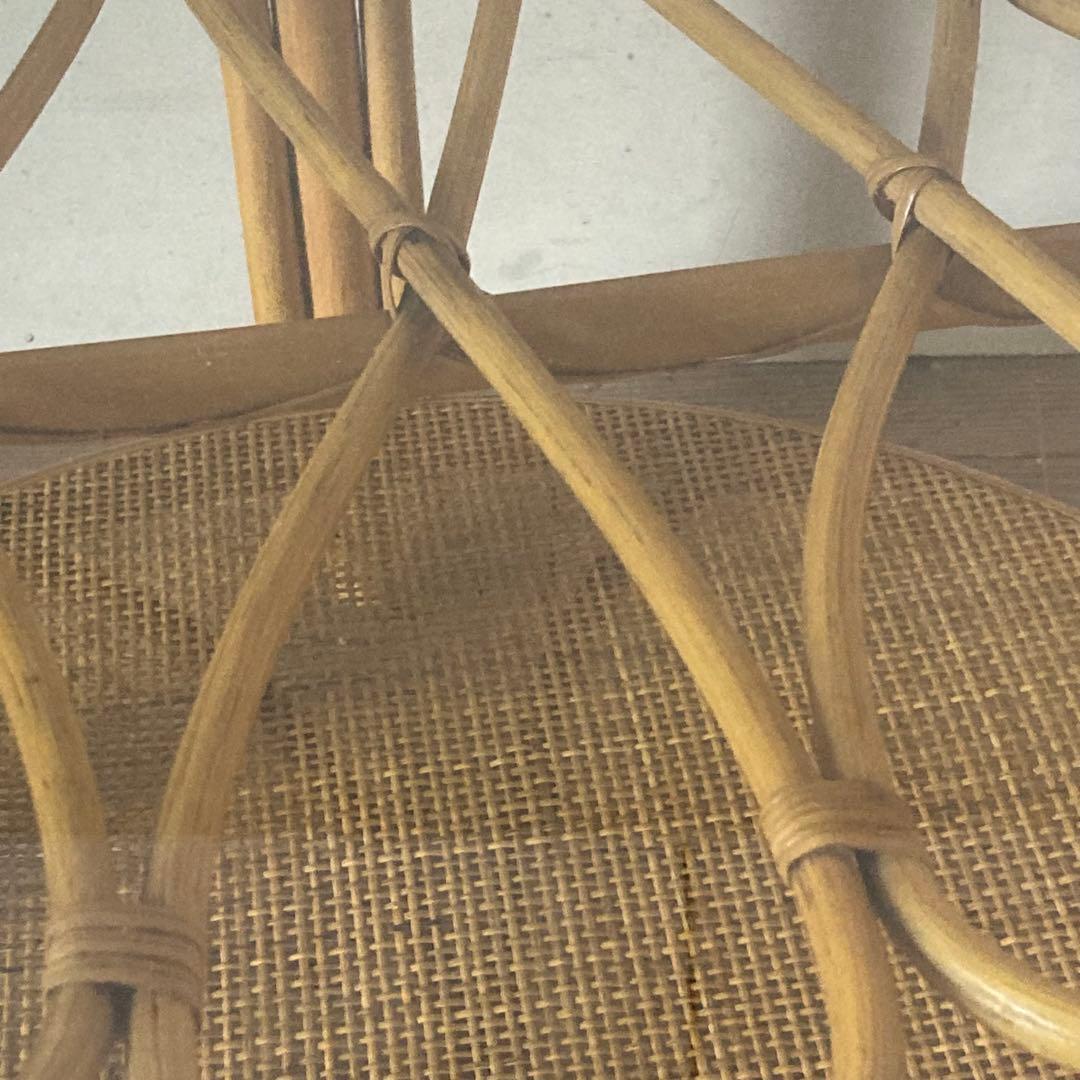 ヴィンテージラタン ガラス サイド テーブル ローテーブル