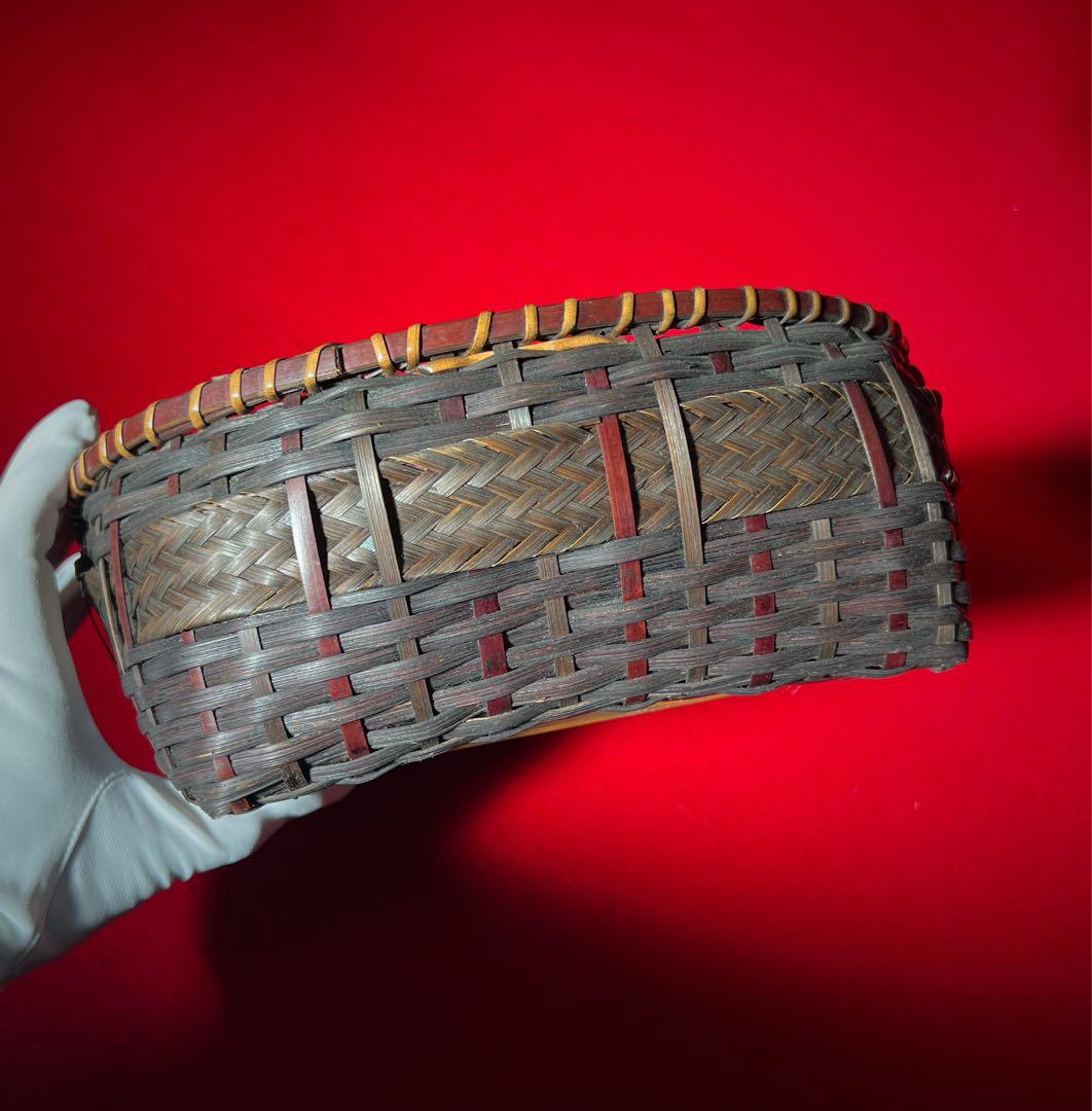 古道具 炭取籠 竹編 炭斗 炭篭 在銘 茶道具