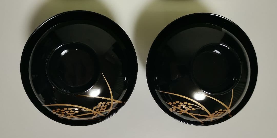 京都　平安象彦　稲穂蒔絵　吸物椀　2客