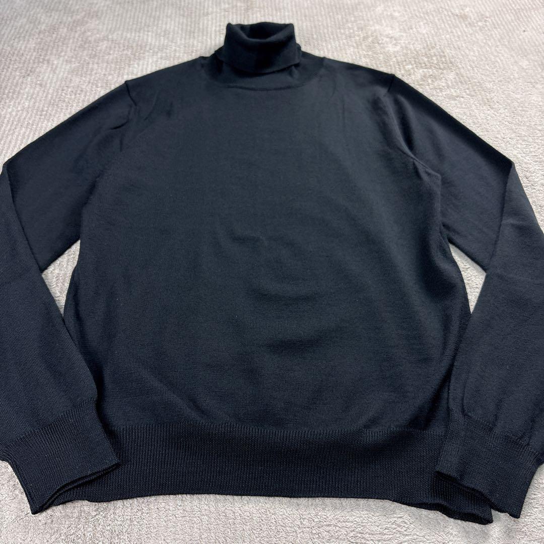 【未使用級】BEAMS F メリノウール タートルネックニット ブラック 46