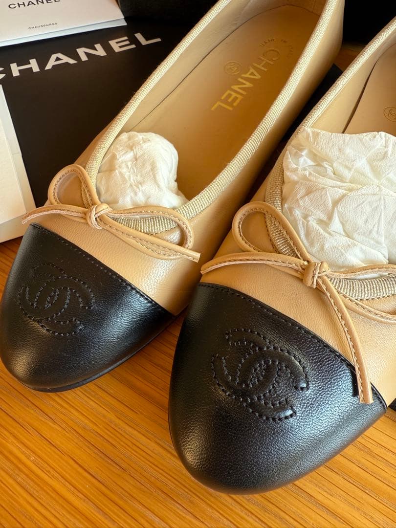 【新品】CHANEL バレリーナ　ベージュ 23.5-24cm (手渡し引渡し
