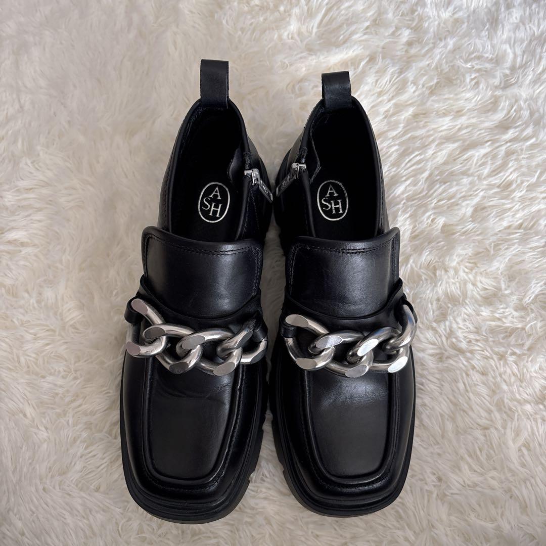 ASH 厚底 トラックソール サイドファスナーチェーン ショートブーツ