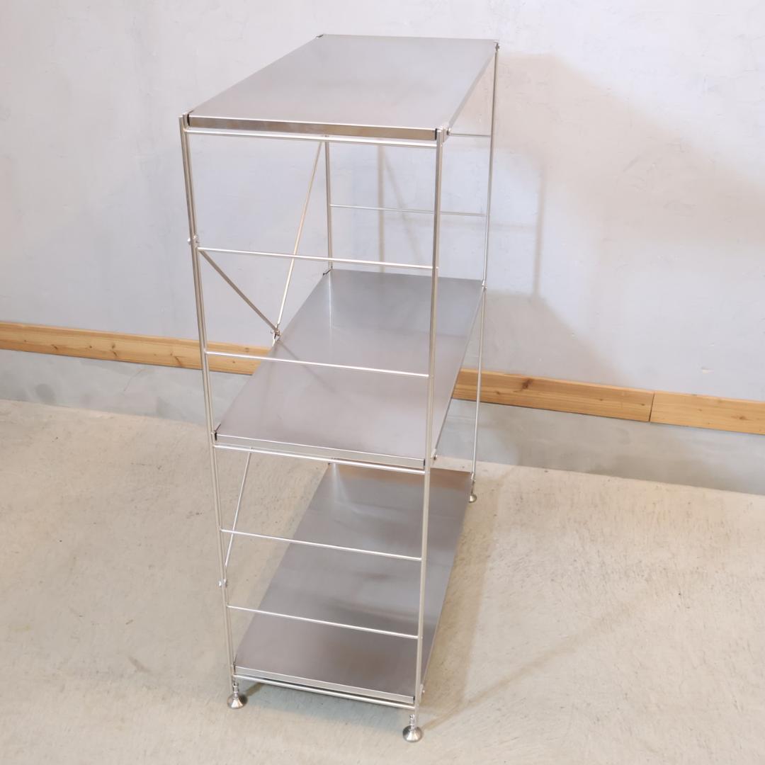 無印良品 MUJI ステンレス 3段ユニットシェルフ オープンラック 収納 棚