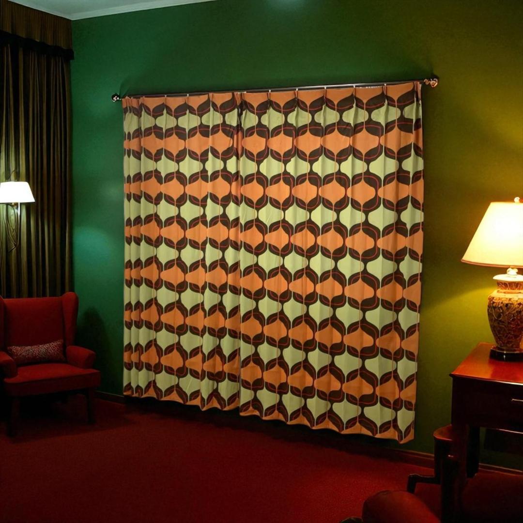 レトロ ミッドセンチュリー 昭和 モダン ドレープカーテン retro