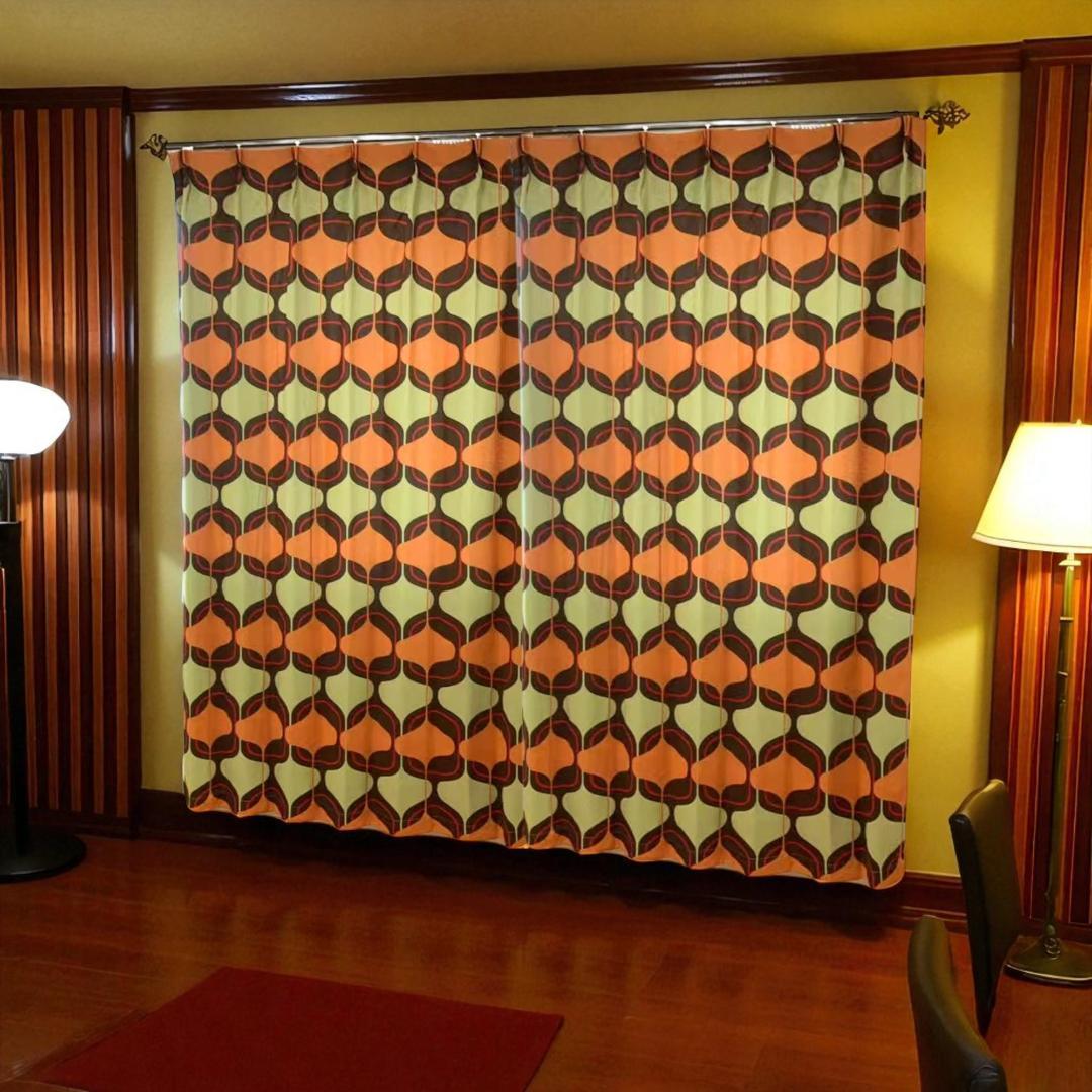 レトロ ミッドセンチュリー 昭和 モダン ドレープカーテン retro