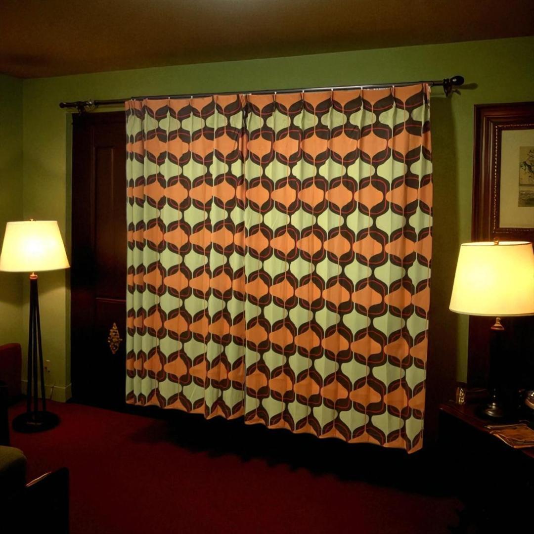 レトロ ミッドセンチュリー 昭和 モダン ドレープカーテン retro