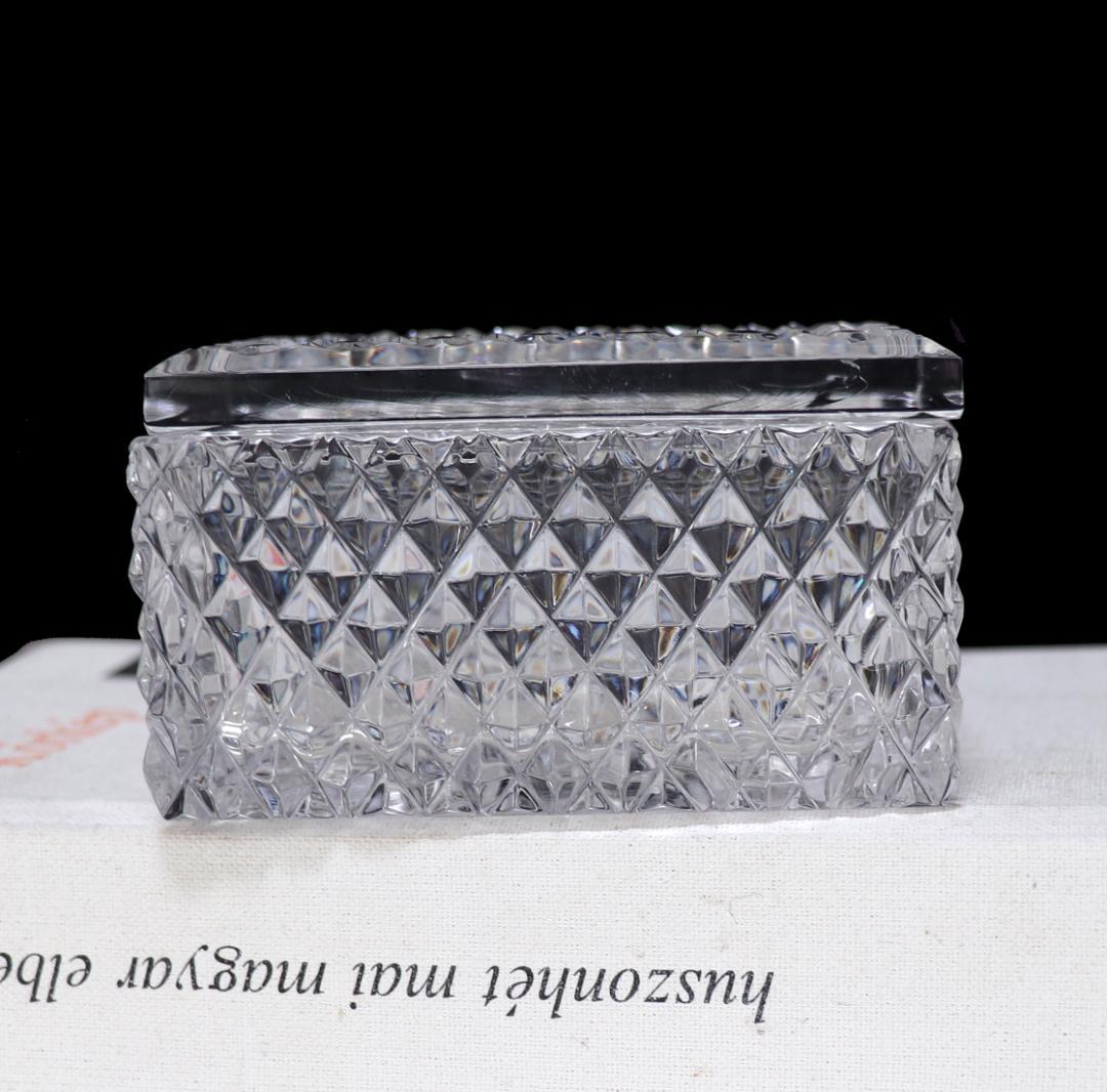 オールド・バカラ 珍品 四角型 ディアマン・ビゾー 切子蓋物 小物入れ 菓子入れ