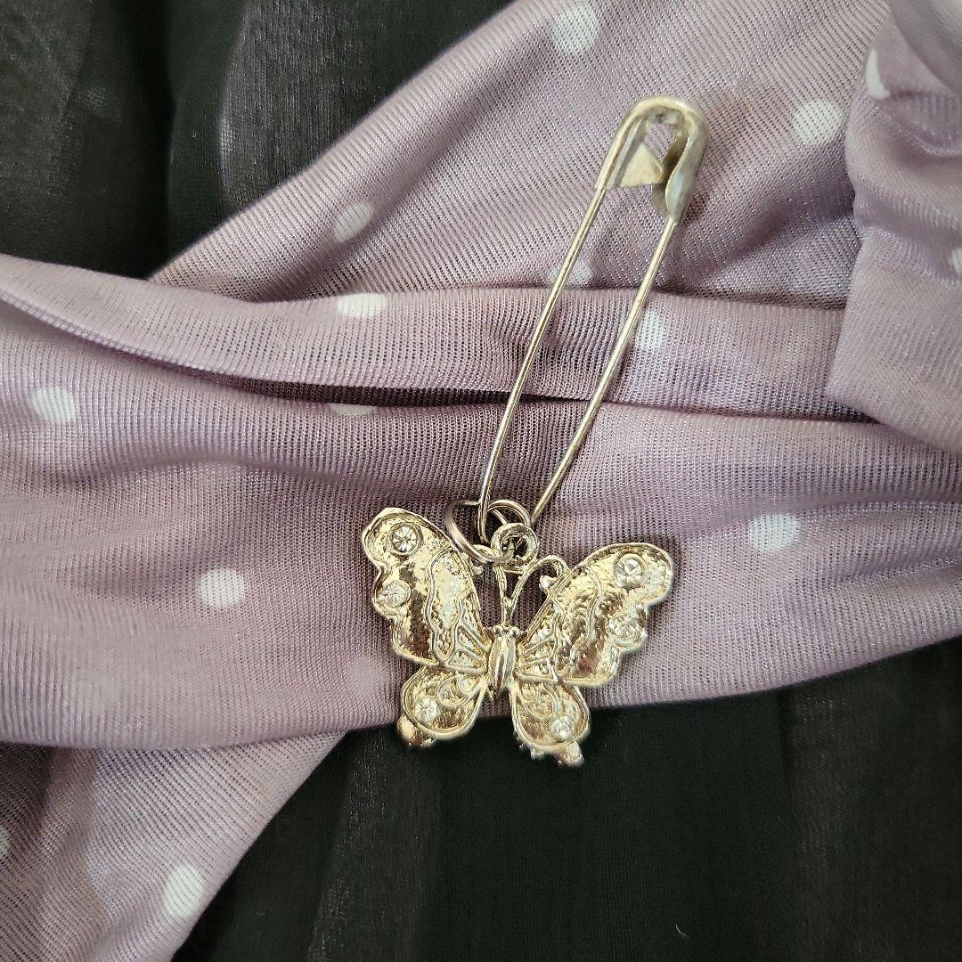 HONEY 黒紫 シフォンキャミソール リボン 蝶チャーム付き