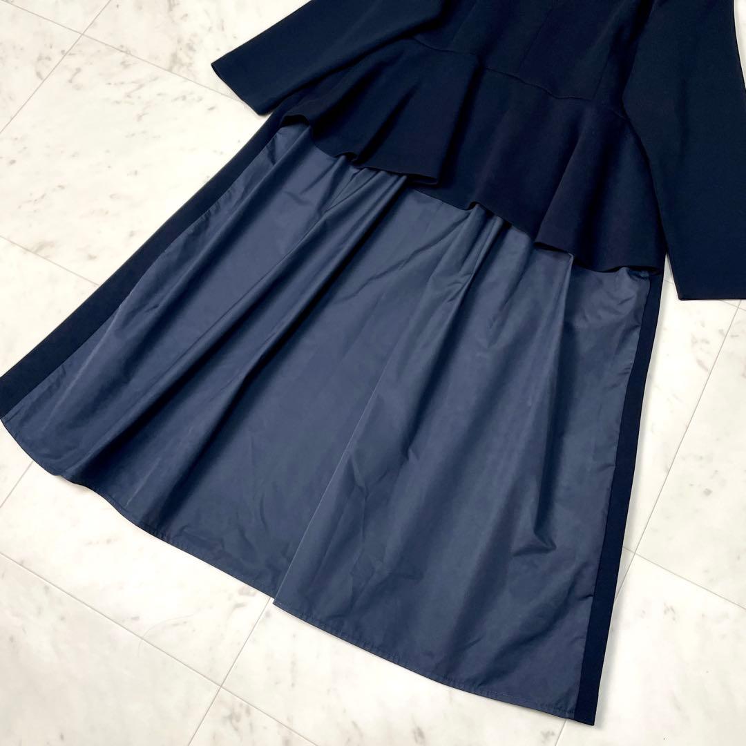 【未使用級】ビアズリー 2023AW バックペプラムフリルワンピース ネイビーF