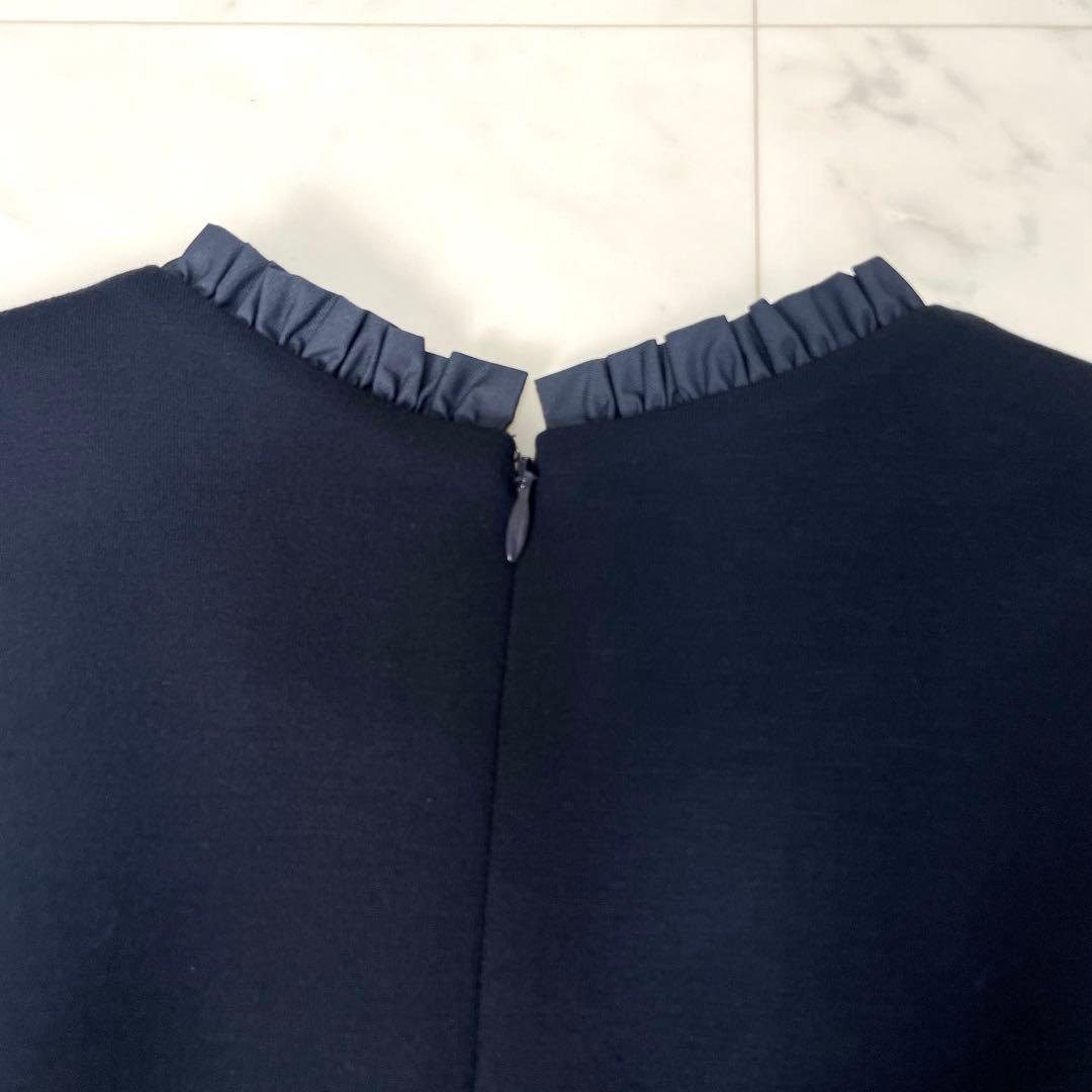 【未使用級】ビアズリー 2023AW バックペプラムフリルワンピース ネイビーF