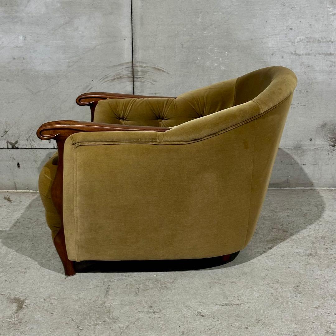 ✦70s✦昭和レトロ Maruni マルニ アームチェア 木製×ベルベット