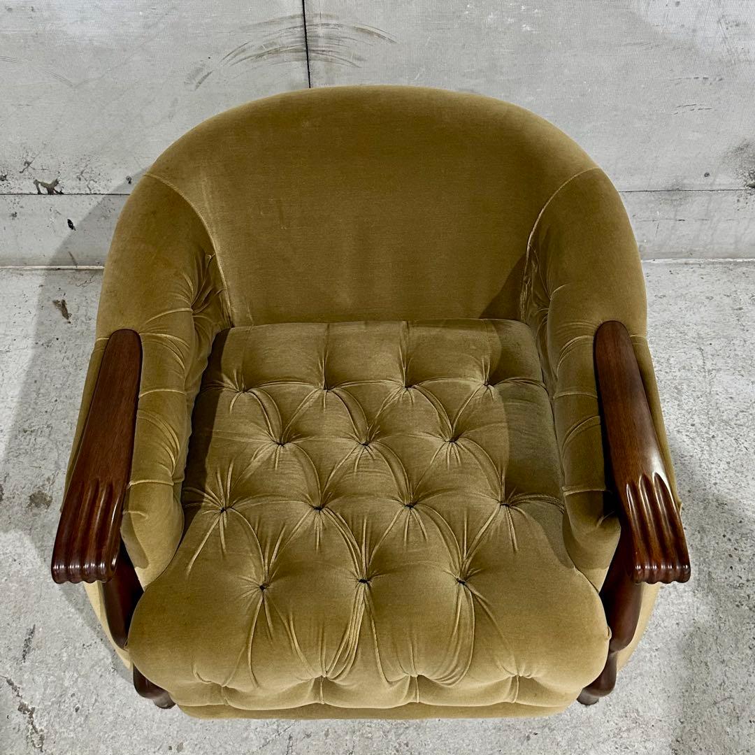 ✦70s✦昭和レトロ Maruni マルニ アームチェア 木製×ベルベット