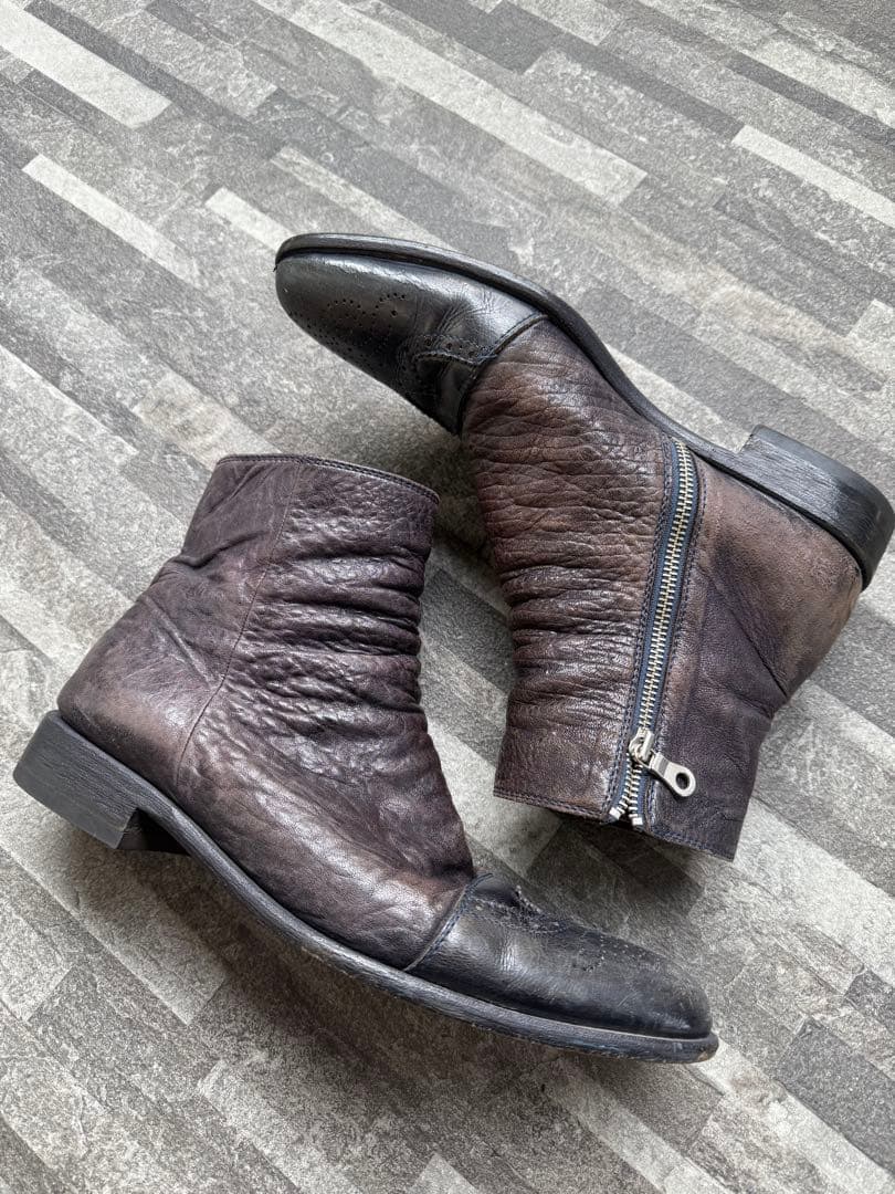 靴 Mihara Yasuhiro Leather Zip Boots