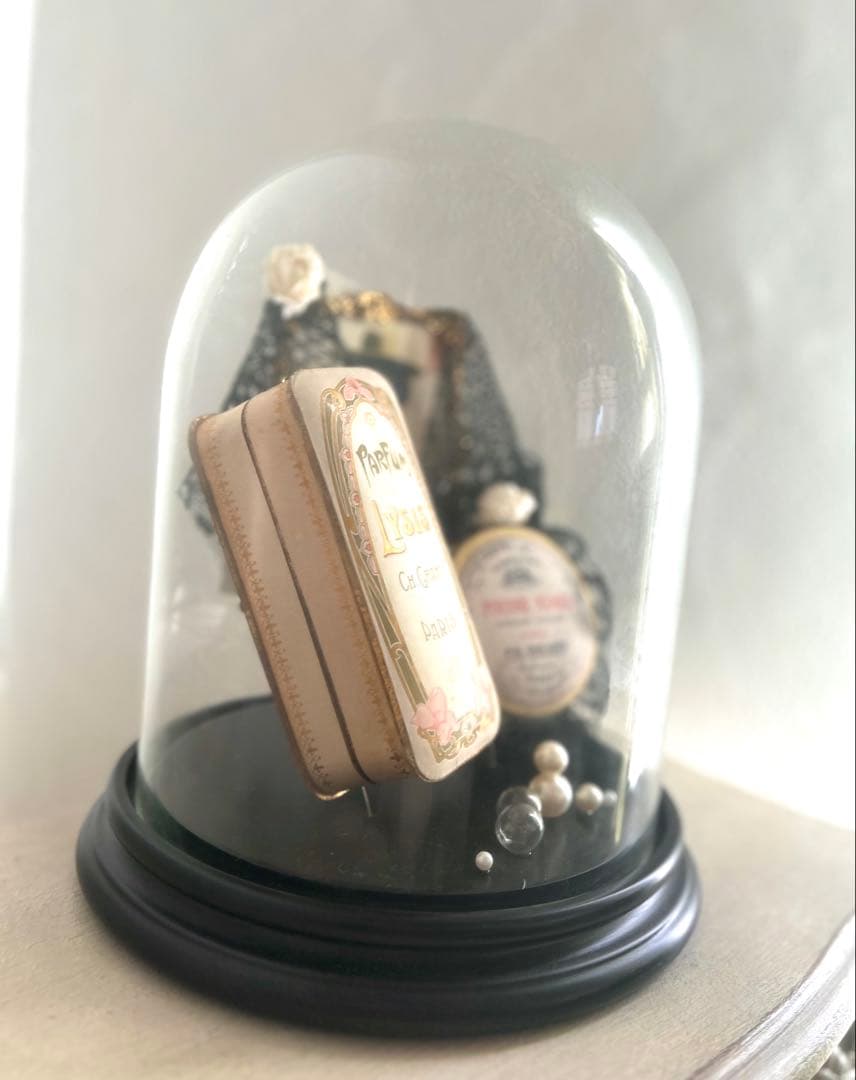 希少特価 フランスアンティーク パフュームボックス フレーム ガラスドームセット