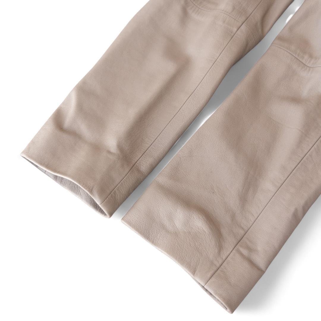 試着のみ セオリーリュクス ラムレザーフードブルゾン 40 グレージュ