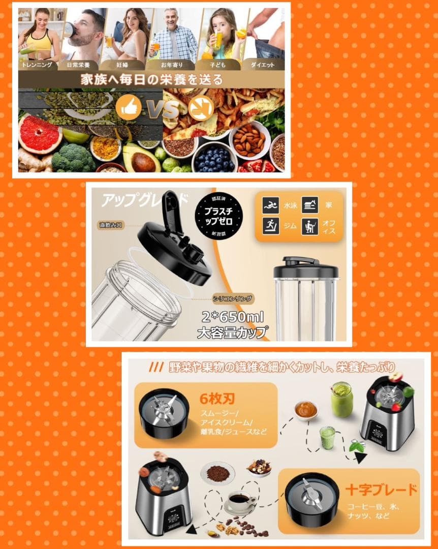 1台多役＆業務級850W❣野菜も果物もあっという間に滑らかジュースに❤ジューサー