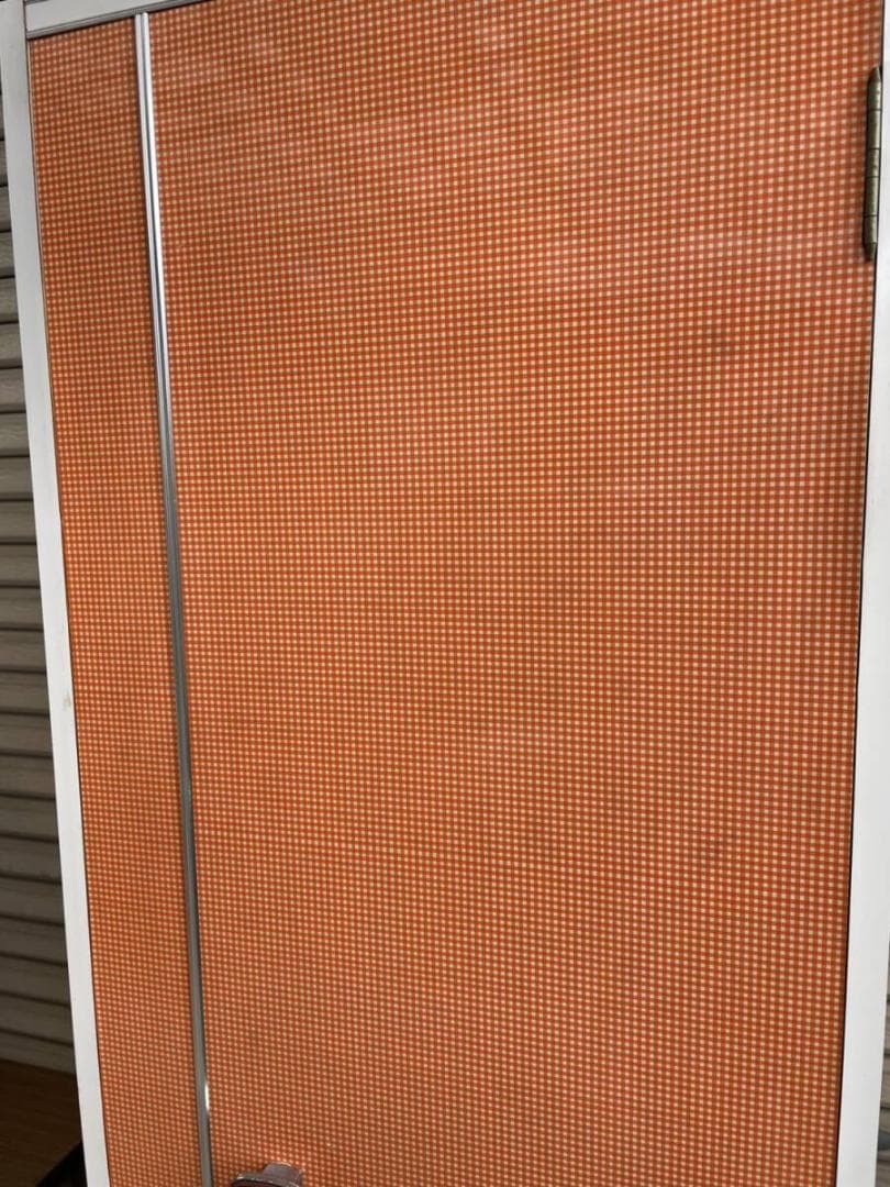 昭和レトロ　洋服タンス　スリム　オレンジチェック×ホワイト　ワードロープ