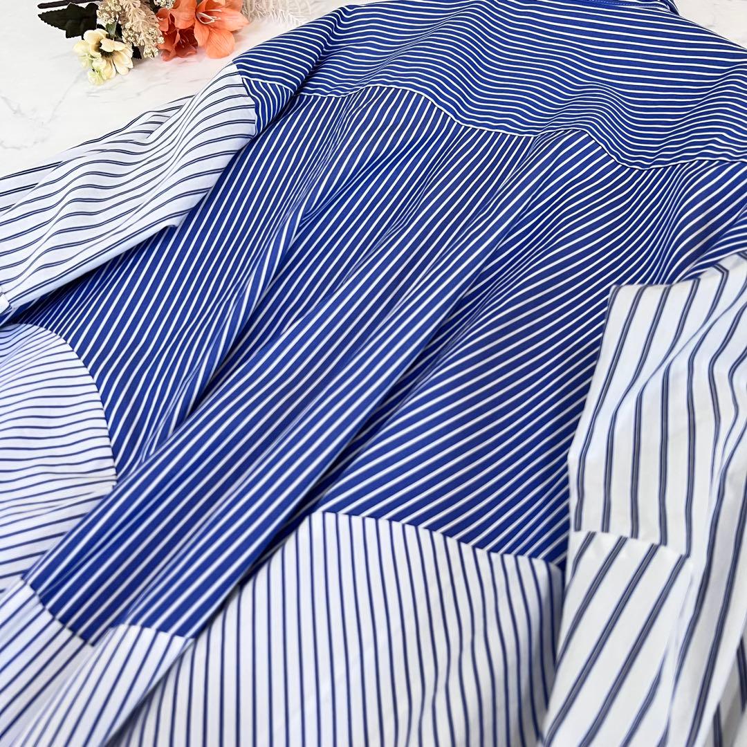 nagonstans Stripe MIX egg ドレープ SH シャツ