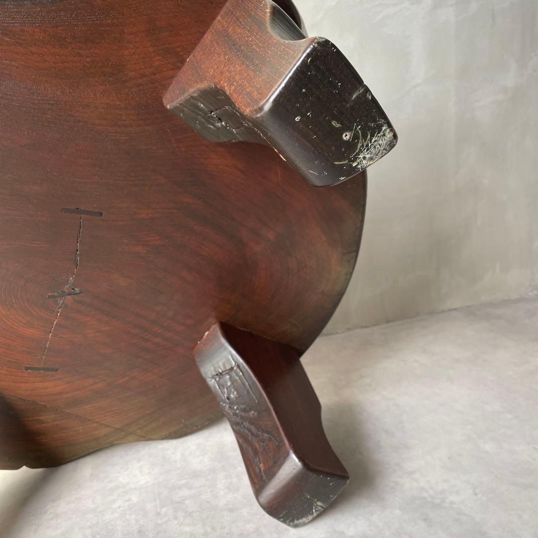 欅? 一枚板 銘木 楔打ほぞ 木製 ローテーブル ちゃぶ台