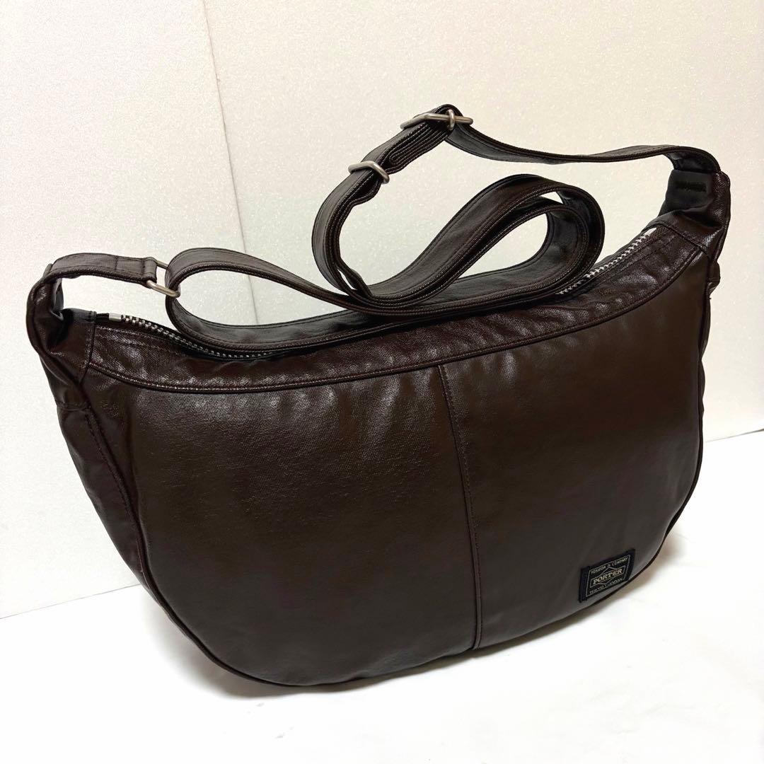 極美品✨ポーター フリースタイル ショルダーバッグ ハーフムーン ブラウン