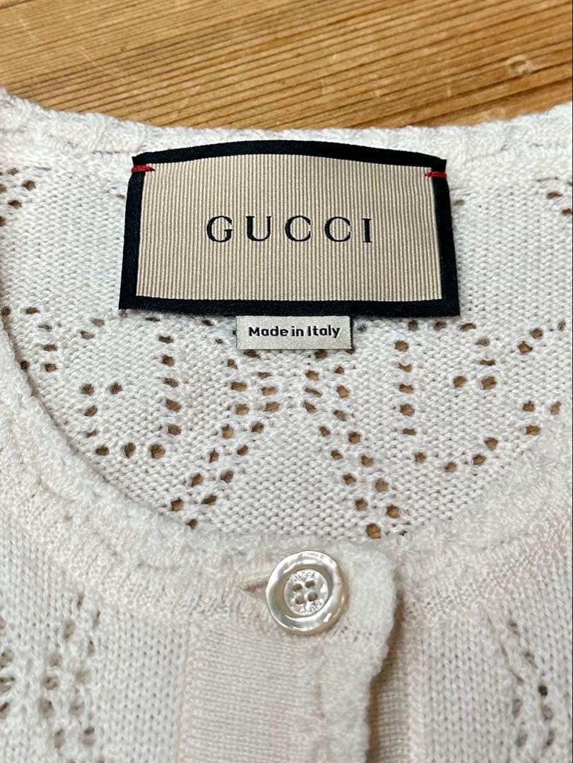 GUCCI ホワイト レース編み カーディガン