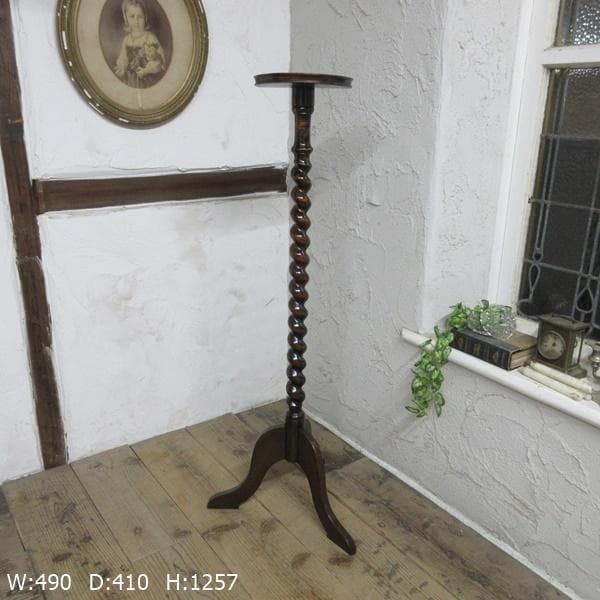 イギリス アンティーク 家具 プランツスタンド ツイスト 花台 英国 6753c