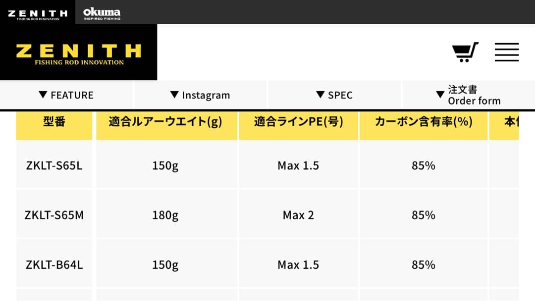 ゼニス　ジギングロッド　ZKLT-B64L