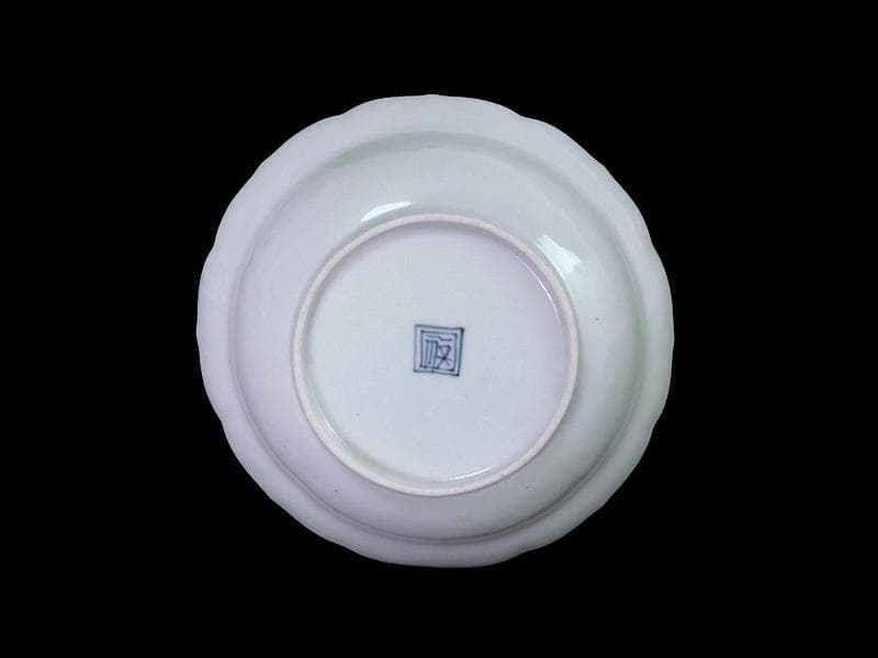 古伊万里　染付　墨弾　桜花に波　楼閣山水図　膾皿　５客　A634AS-CVz