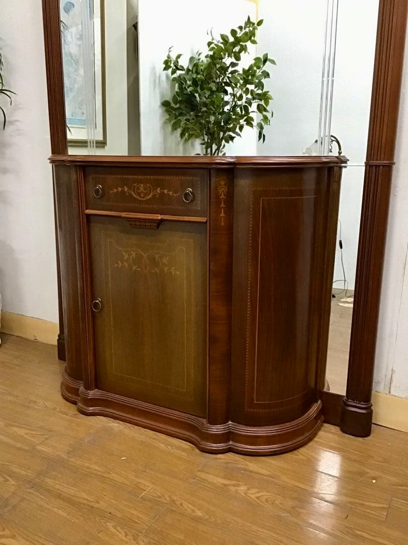 管842☆イタリア製☆ヴェローナクラシック☆超特大ミラー＆キャピネット