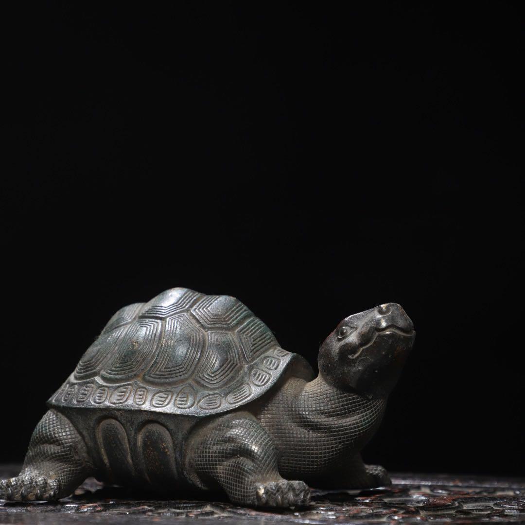 純銅製　時代物　銅亀　置物　骨董品アンティーク　飾り　茶道具　文房具