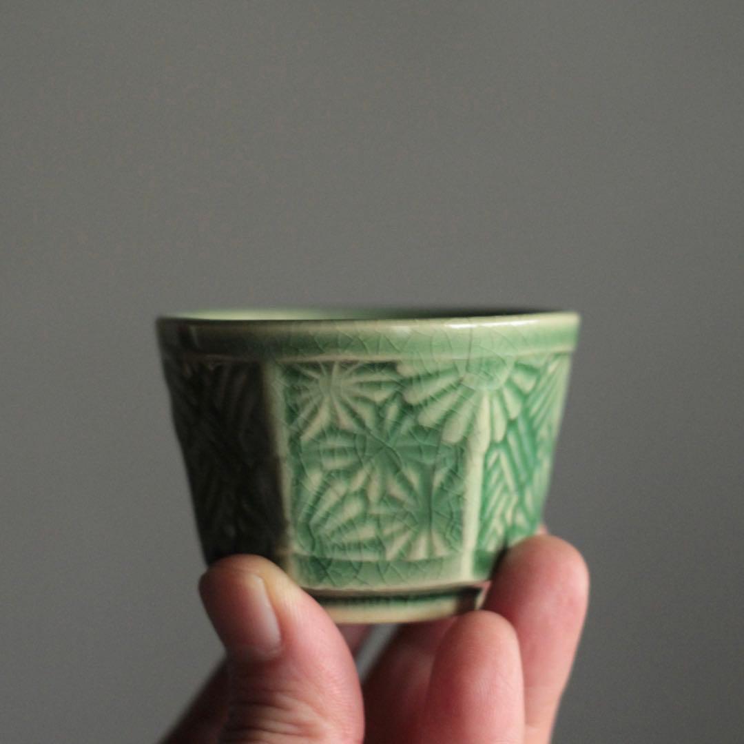 珉平焼 面取 盃 ぐい呑み 酒器 No.2 古美術 古道具 アンティーク