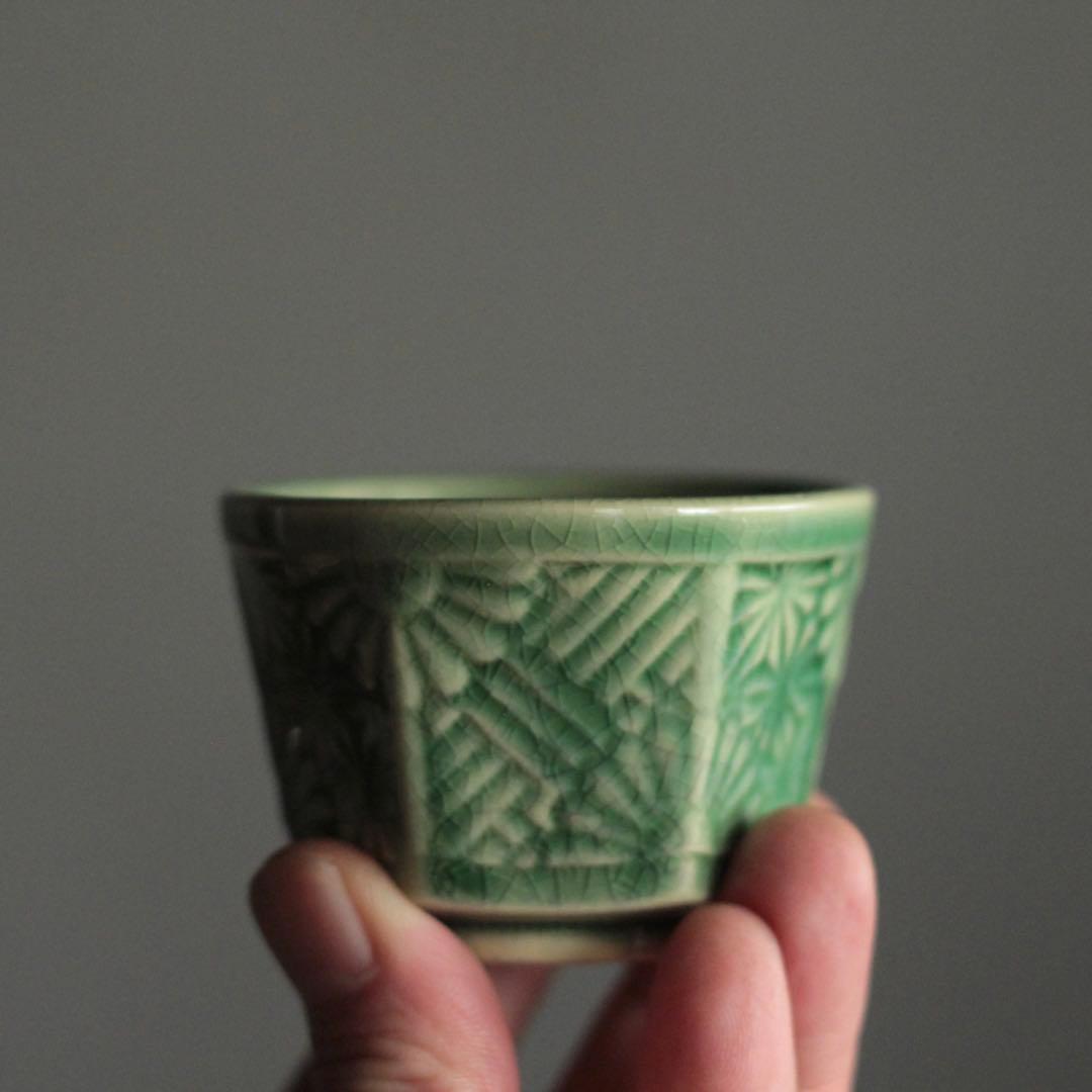 珉平焼 面取 盃 ぐい呑み 酒器 No.2 古美術 古道具 アンティーク