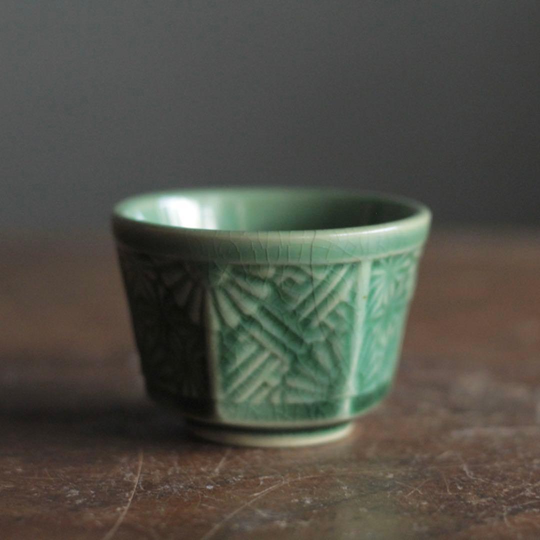 珉平焼 面取 盃 ぐい呑み 酒器 No.2 古美術 古道具 アンティーク