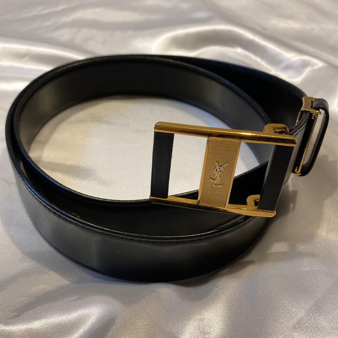 Yves Saint Laurent サンローランブラックレザー ゴールドベルト