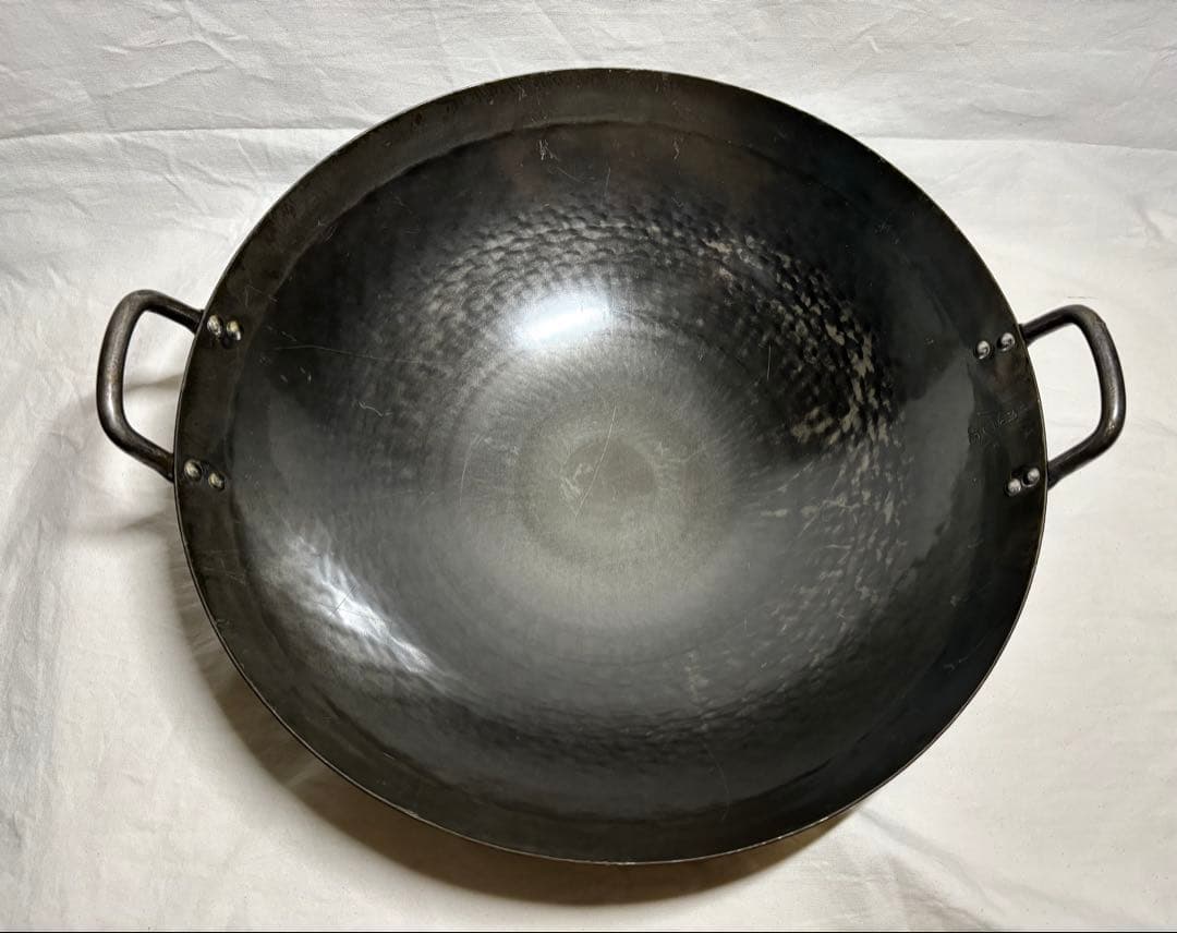 合羽橋 釜浅商店 山田 打出し 36cm 両手鍋 片手中華鍋 2点 鉄鍋