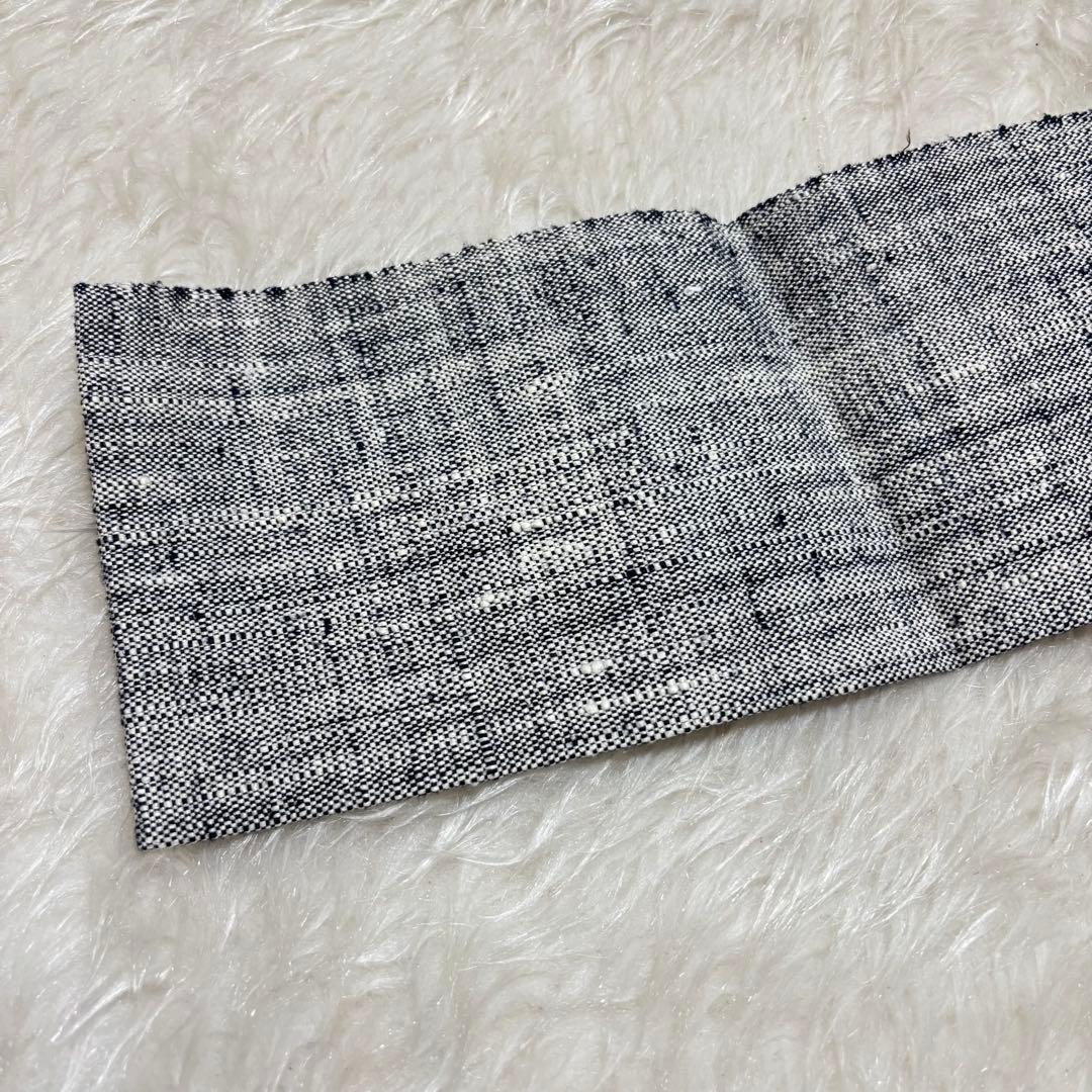 【極美品】袋名古屋帯 八寸帯 モダン ボタニカル 花草模様 織り 紬 絹 425