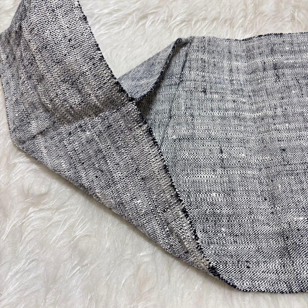 【極美品】袋名古屋帯 八寸帯 モダン ボタニカル 花草模様 織り 紬 絹 425