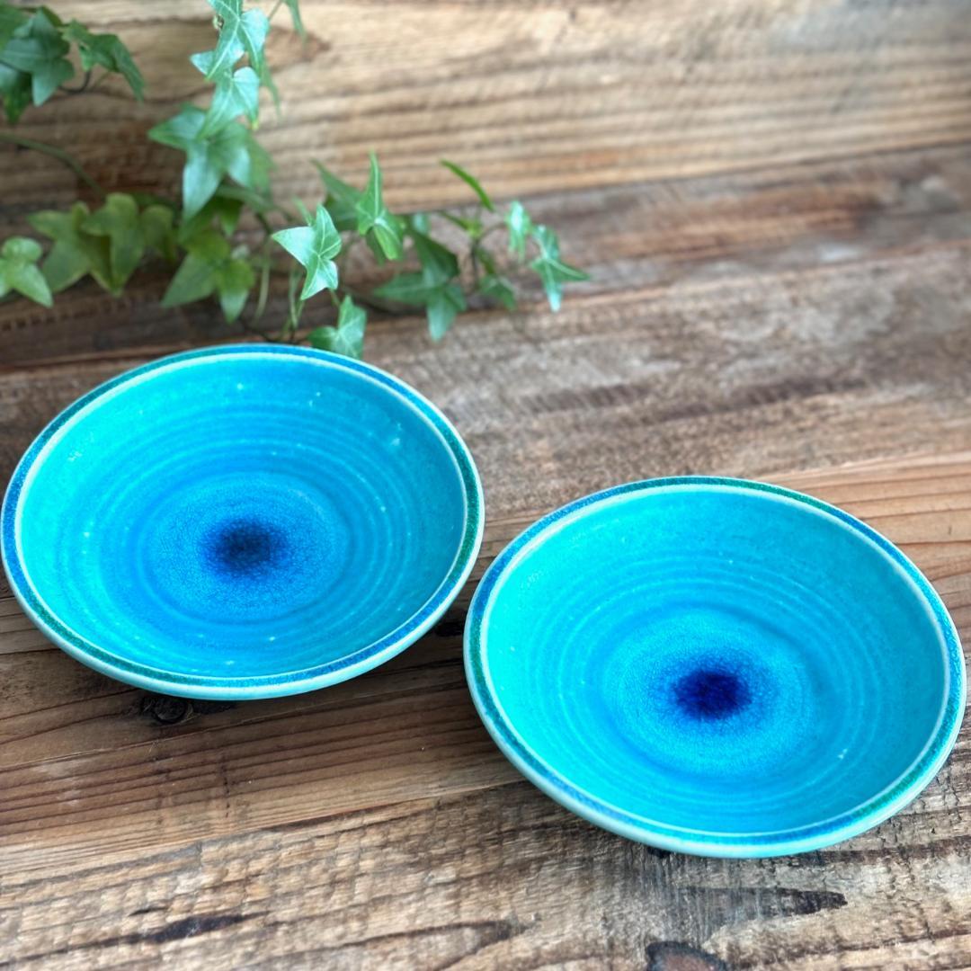 ガラス彩陶器 中皿 沖縄オーシャンブルー 2枚セット ギャラリー 風の島