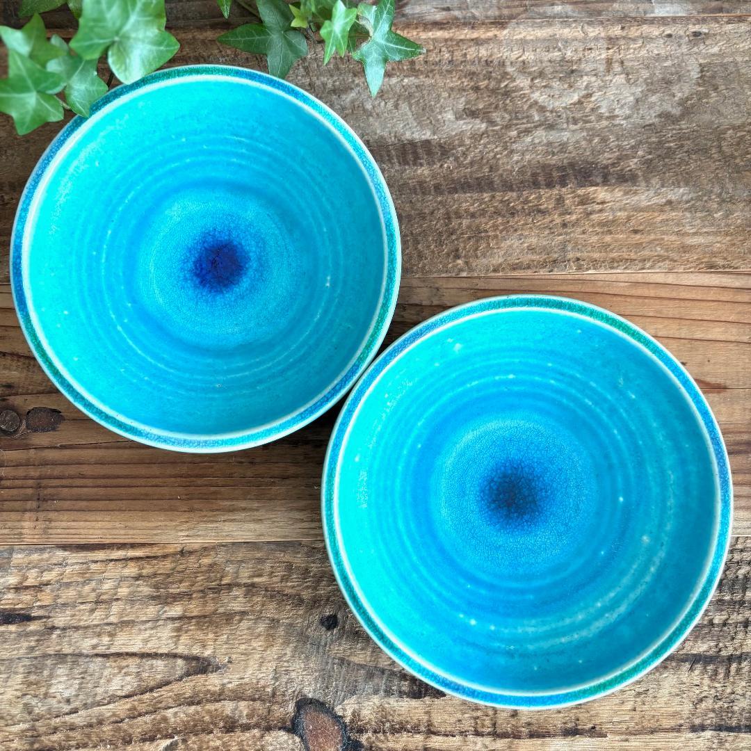 ガラス彩陶器 中皿 沖縄オーシャンブルー 2枚セット ギャラリー 風の島