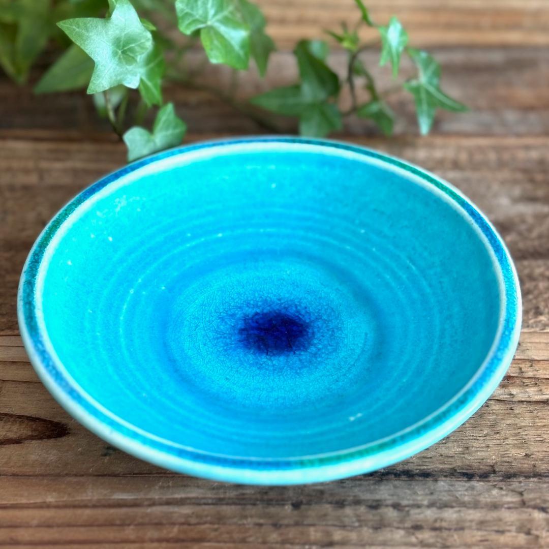 ガラス彩陶器 中皿 沖縄オーシャンブルー 2枚セット ギャラリー 風の島