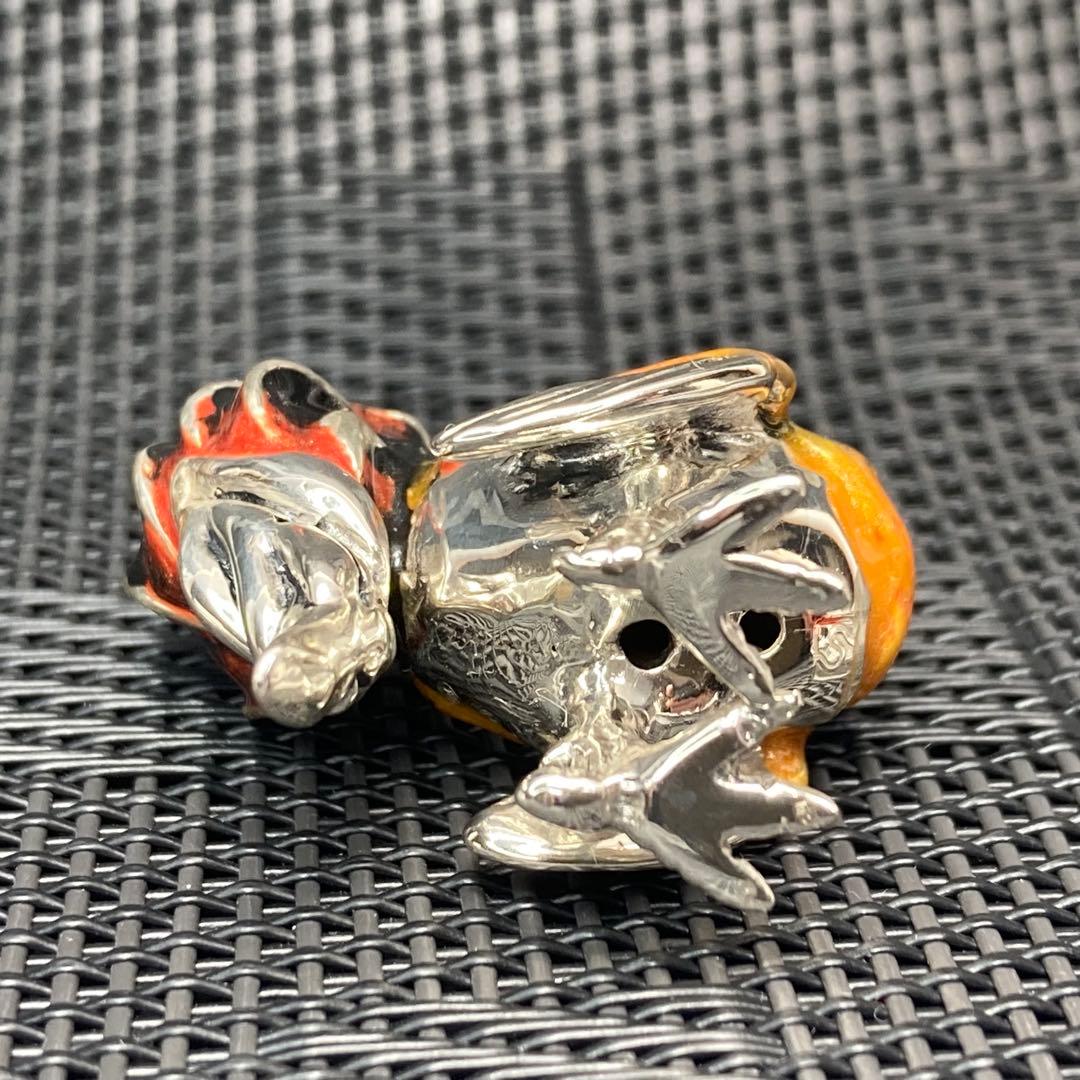 サツルノ　銀細工　SV925　雄鶏　長鳴鳥　フュギュリン　エナメル彩色　伊製