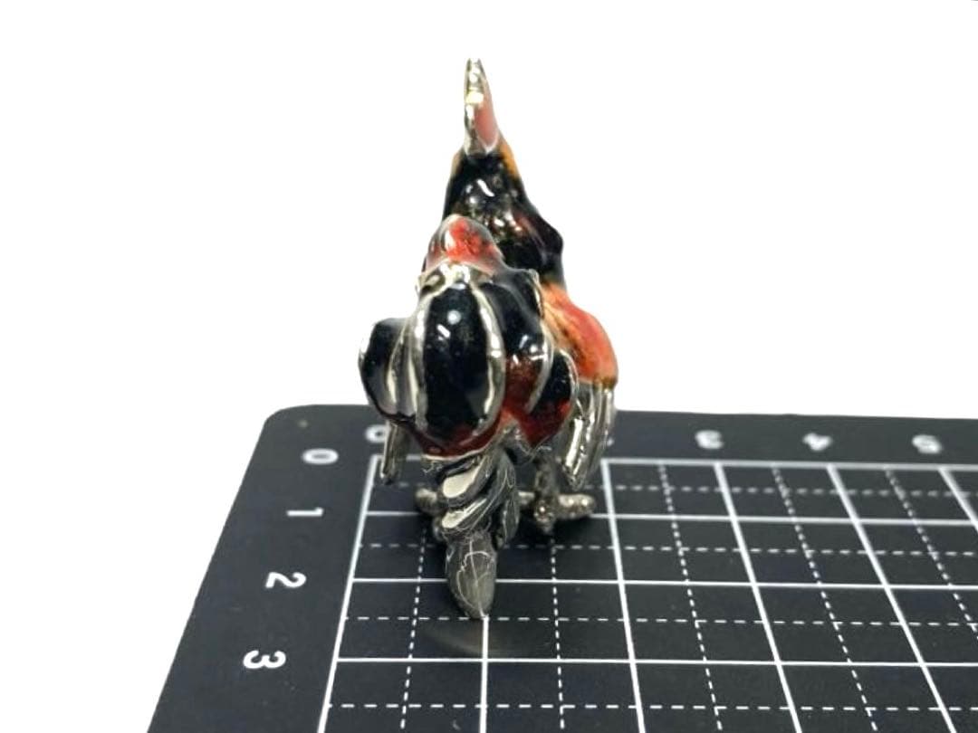 サツルノ　銀細工　SV925　雄鶏　長鳴鳥　フュギュリン　エナメル彩色　伊製