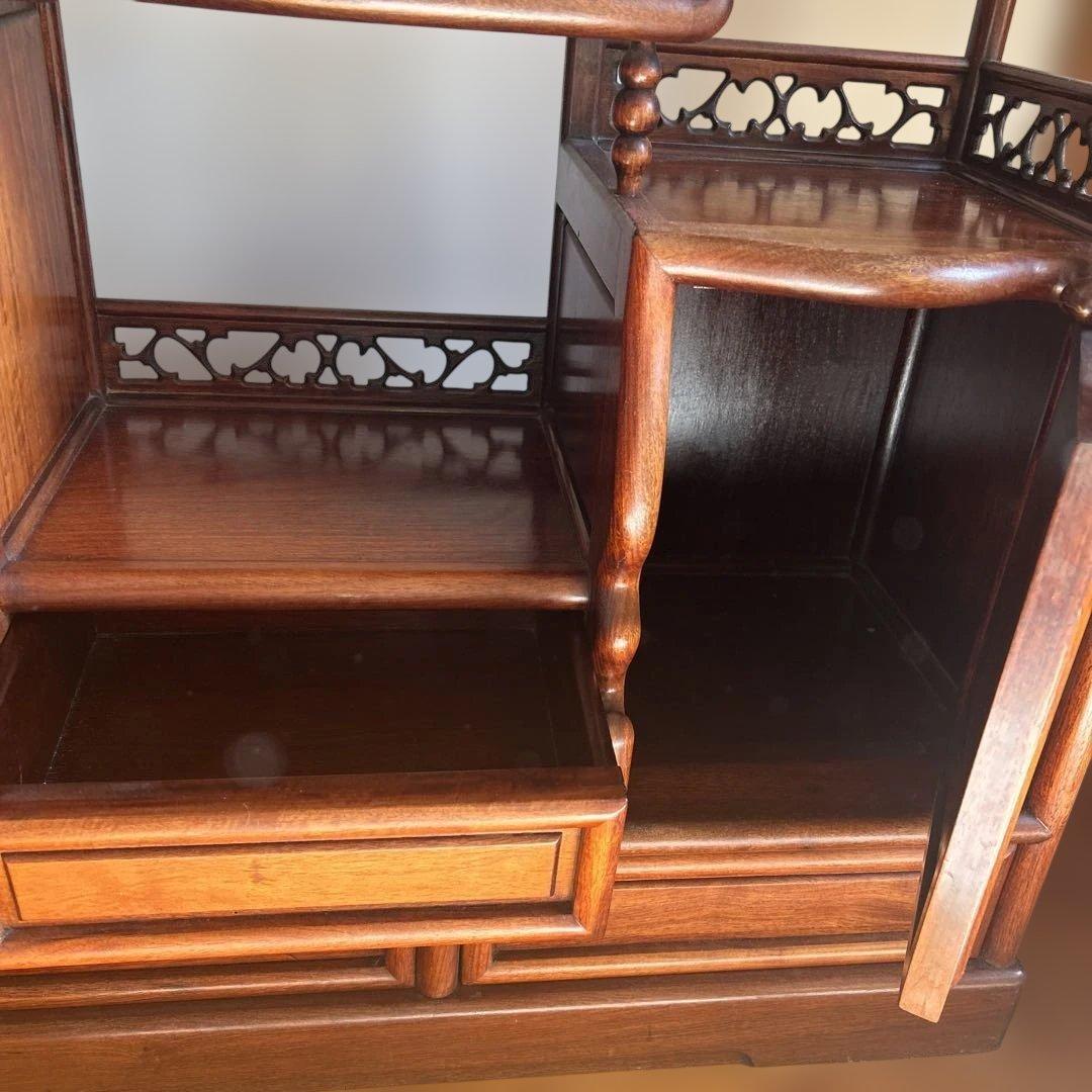 送料込 高級 花梨　収納棚 骨董品 飾り棚 茶箪笥 唐木 幅121㎝