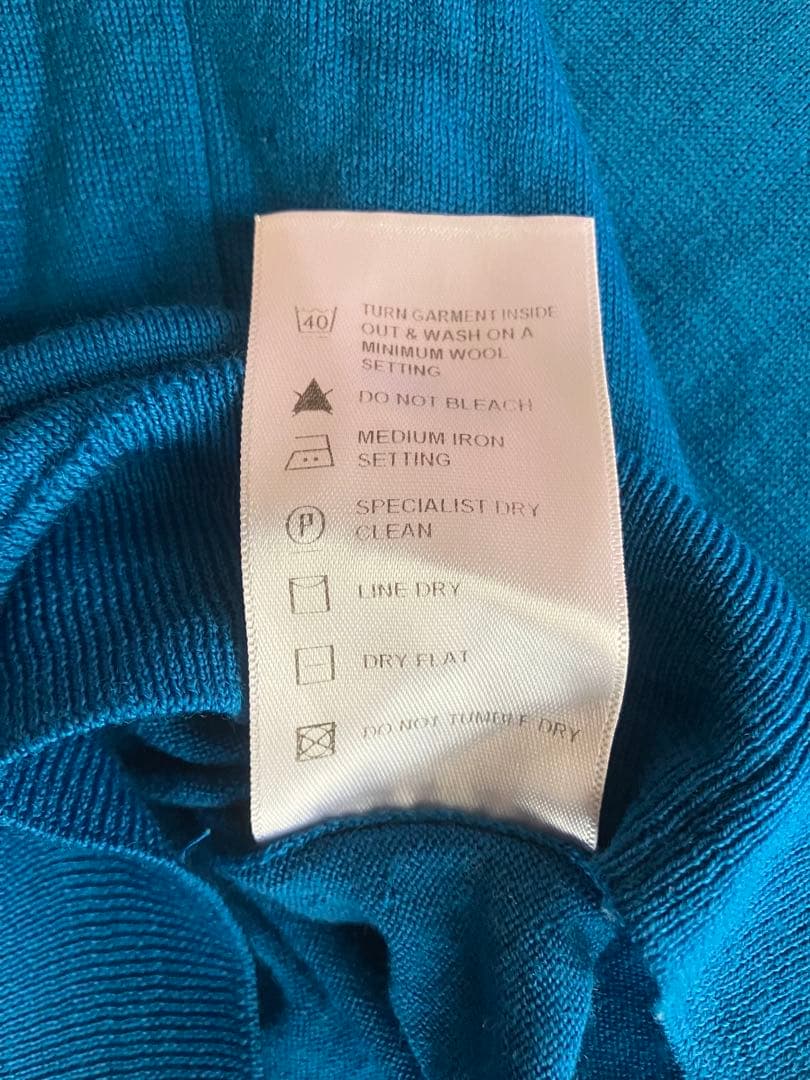 JOHN SMEDLEY ウール 30G モックネックニット ロイヤルブルー L