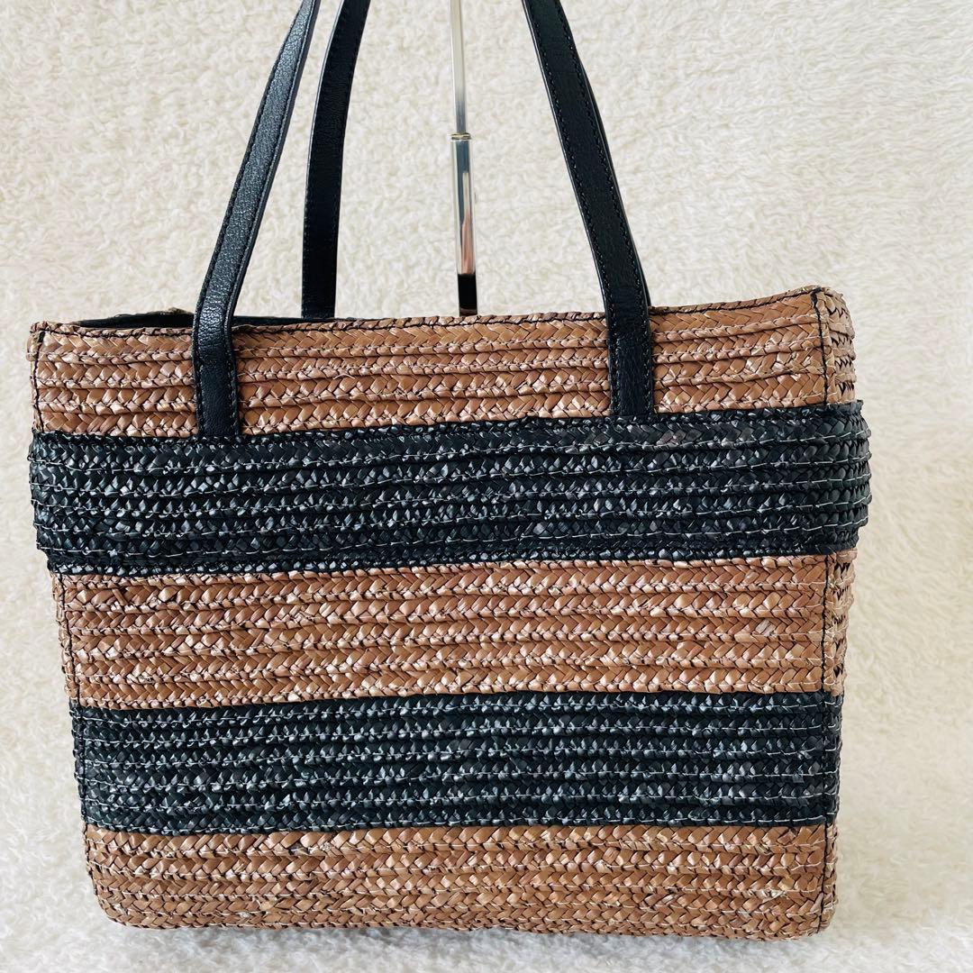 【美品】kate spade カゴバッグ ハンドバッグ バイカラー リボン