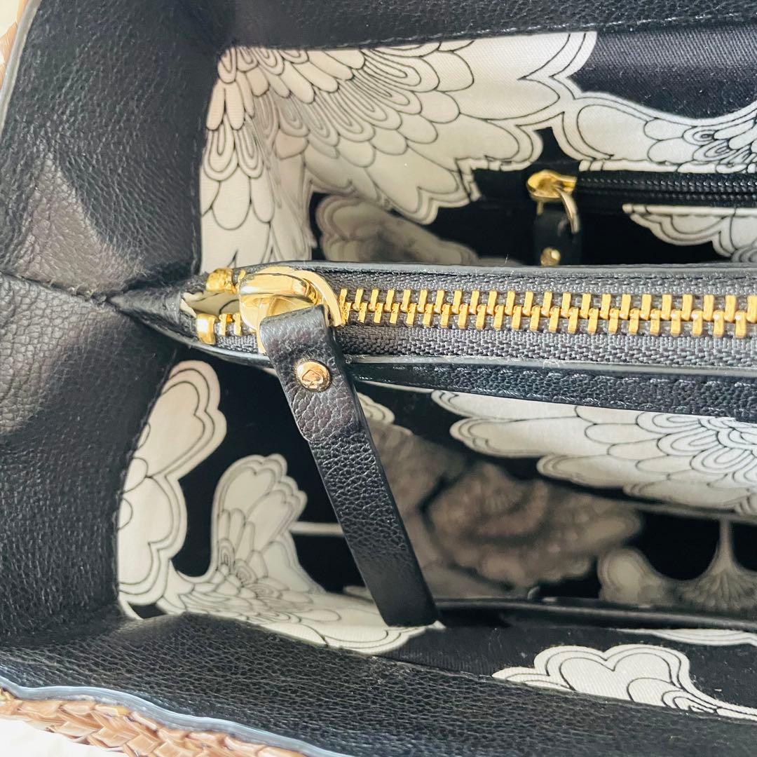 【美品】kate spade カゴバッグ ハンドバッグ バイカラー リボン