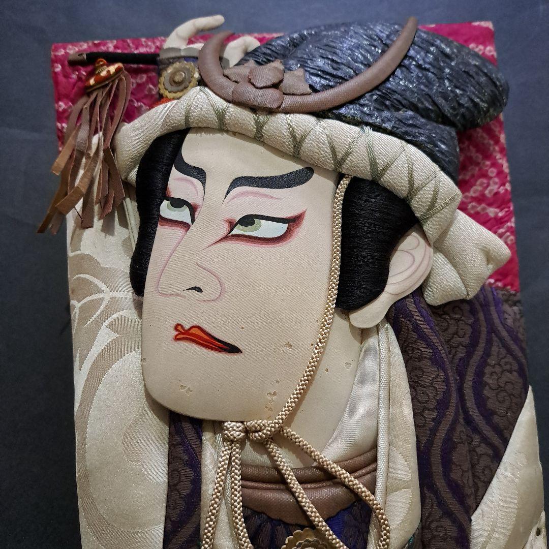 江戸羽子板　大丸特選　共箱入　緞子、綸子　桐板 牡丹図　市川団十郎写