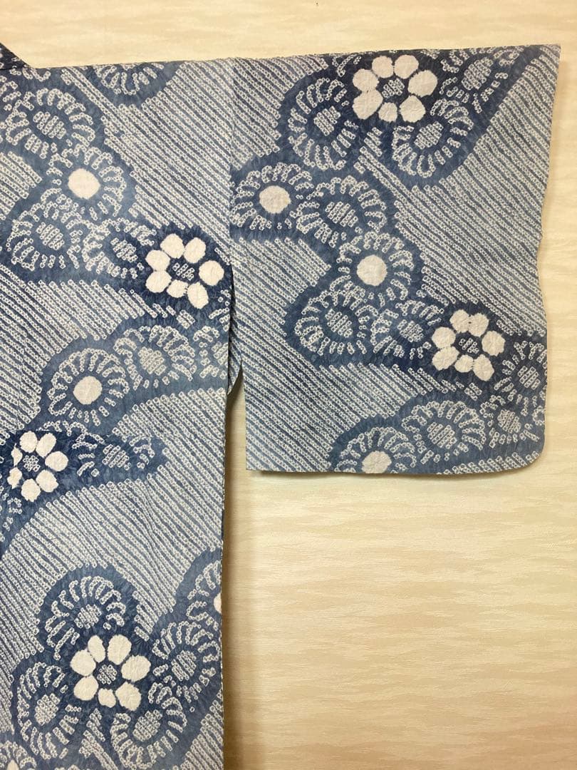 有松絞り　浴衣　グレー