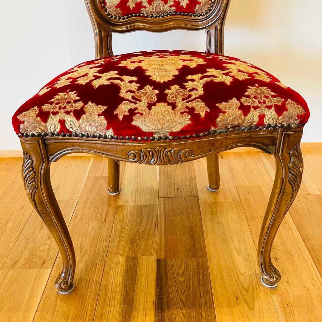 イタリア ダイニングチェア 金華山 赤 金 猫脚 椅子 ヨーロピアン ロココ ②