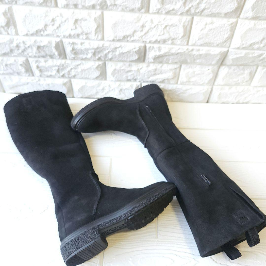 極美品✨eccoエコー超ロングブーツ23.5cmスエード中ボア滑り止めジッパー付